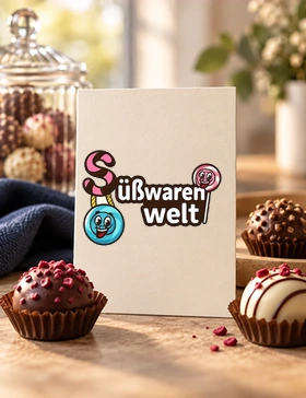Referenz Süßwarenwelt, Logo auf Karte
